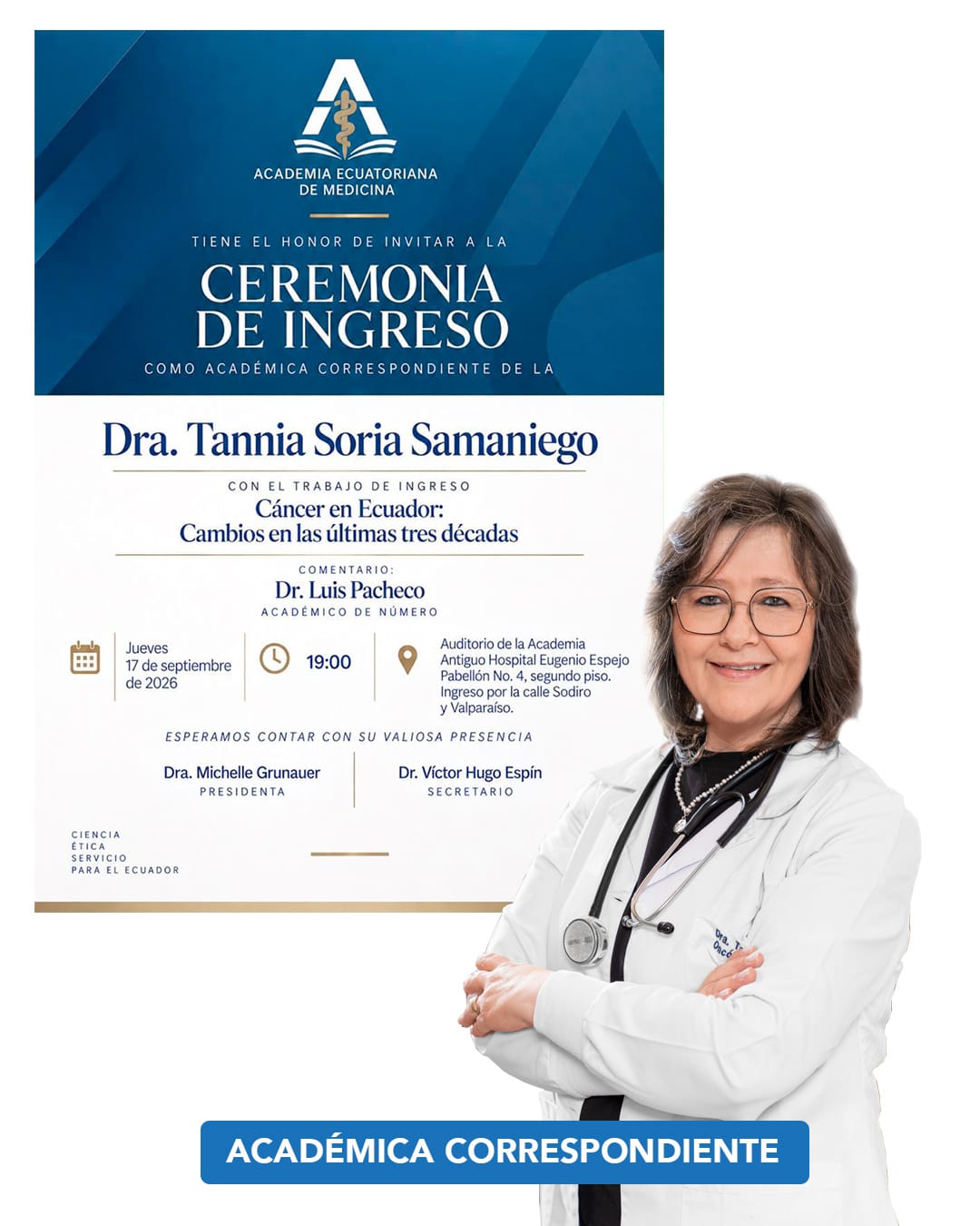 Dra. Tannia Soria ingresa a la Academia Ecuatoriana de Medicina